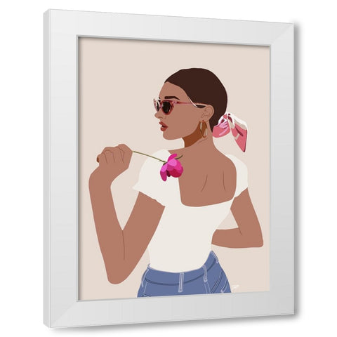 Bandana Girl White Modern Wood Framed Art Print by Amaya