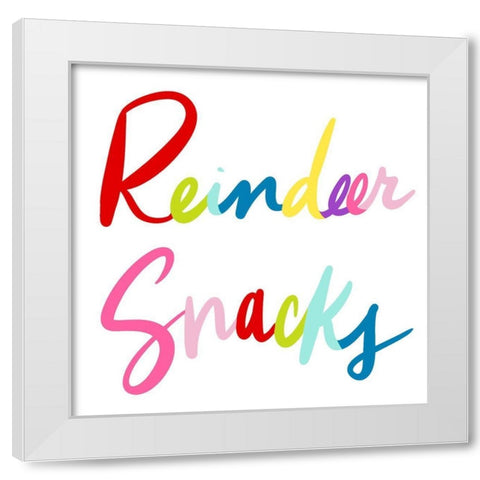 Reindeer Snacks White Modern Wood Framed Art Print by SD Graphics Studio
