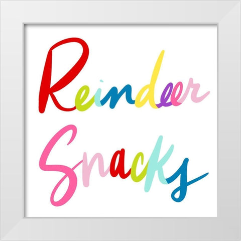 Reindeer Snacks White Modern Wood Framed Art Print by SD Graphics Studio
