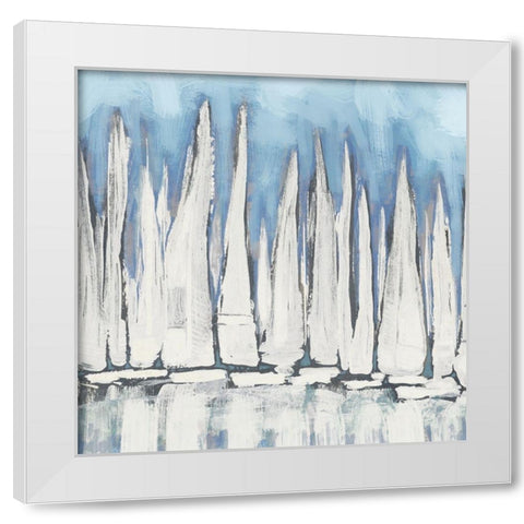 White Sailboat Crowd I White Modern Wood Framed Art Print by Meneely, Dan