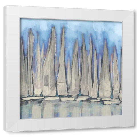 Sailboat Crowd I White Modern Wood Framed Art Print by Meneely, Dan