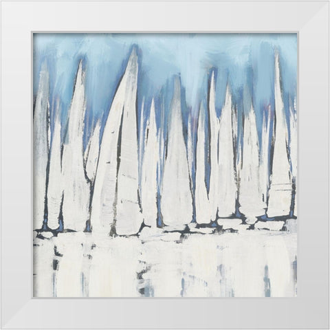 White Sailboat Crowd II White Modern Wood Framed Art Print by Meneely, Dan