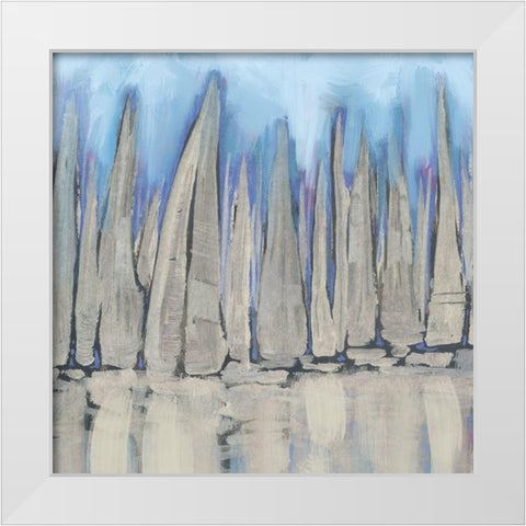 Sailboat Crowd II White Modern Wood Framed Art Print by Meneely, Dan