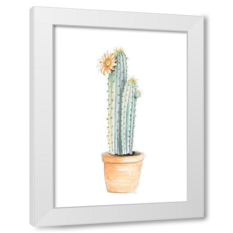 Potted Flower Cactus I White Modern Wood Framed Art Print by Pinto, Patricia
