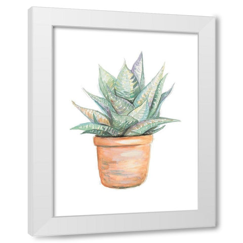 Potted Cactus White Modern Wood Framed Art Print by Pinto, Patricia