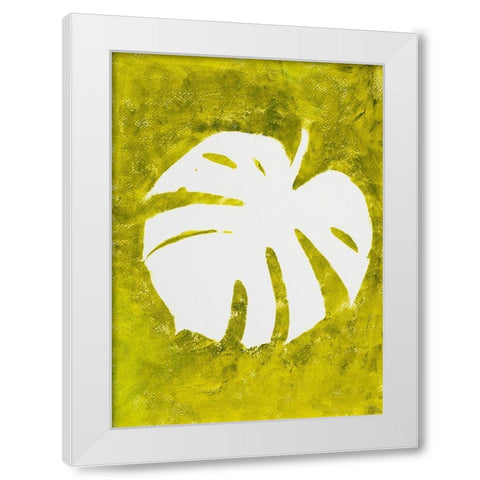Tropical Leaf Stamp White White Modern Wood Framed Art Print by Pinto, Patricia