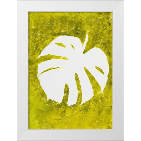 Tropical Leaf Stamp White White Modern Wood Framed Art Print by Pinto, Patricia