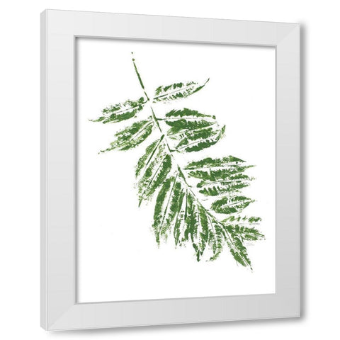 Tropical Leaf Stamp Branch White Modern Wood Framed Art Print by Pinto, Patricia
