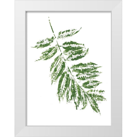 Tropical Leaf Stamp Branch White Modern Wood Framed Art Print by Pinto, Patricia