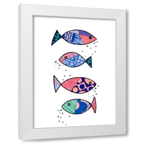 Tropical Fish Collage I White Modern Wood Framed Art Print by Pinto, Patricia