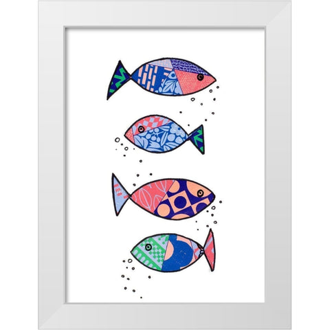 Tropical Fish Collage I White Modern Wood Framed Art Print by Pinto, Patricia