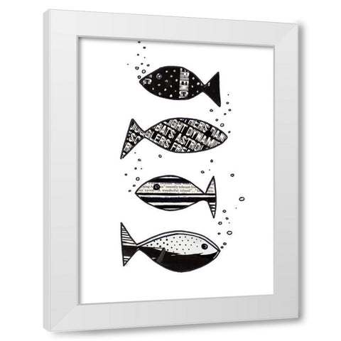 Tropical Fish Collage II White Modern Wood Framed Art Print by Pinto, Patricia