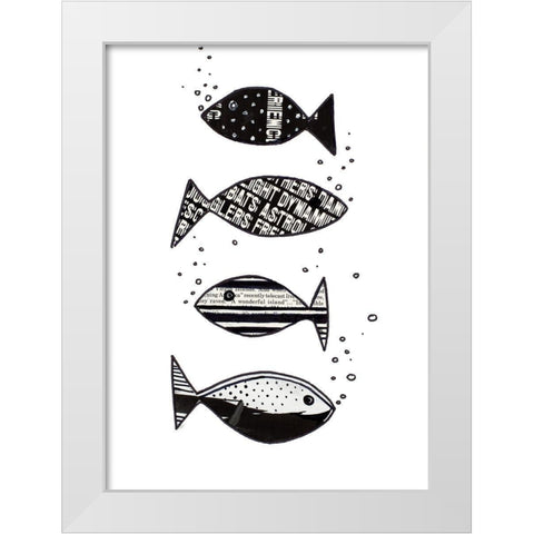 Tropical Fish Collage II White Modern Wood Framed Art Print by Pinto, Patricia