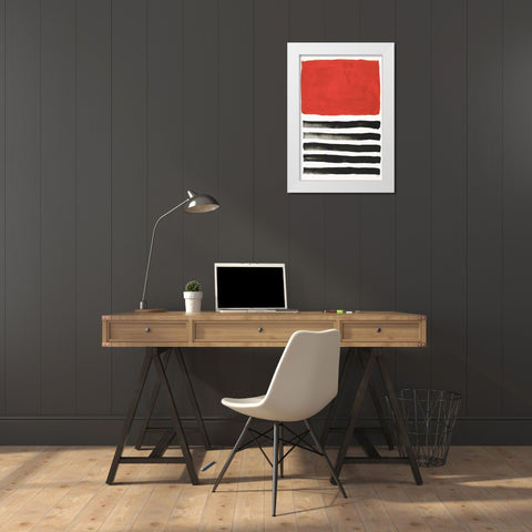 Red Jungle Time White Modern Wood Framed Art Print by Pinto, Patricia