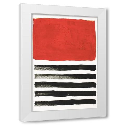 Red Jungle Time White Modern Wood Framed Art Print by Pinto, Patricia