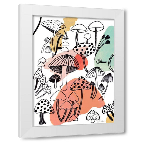 Fashion Mushrooms White Modern Wood Framed Art Print by Pinto, Patricia