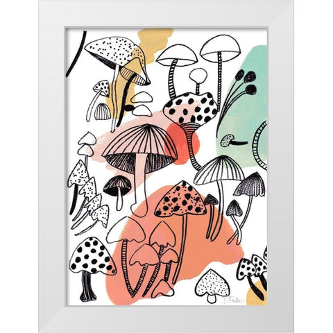 Fashion Mushrooms White Modern Wood Framed Art Print by Pinto, Patricia
