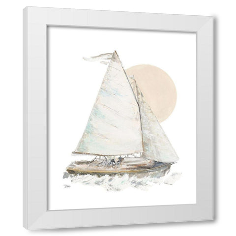 Quiet Sailboat White Modern Wood Framed Art Print by Pinto, Patricia