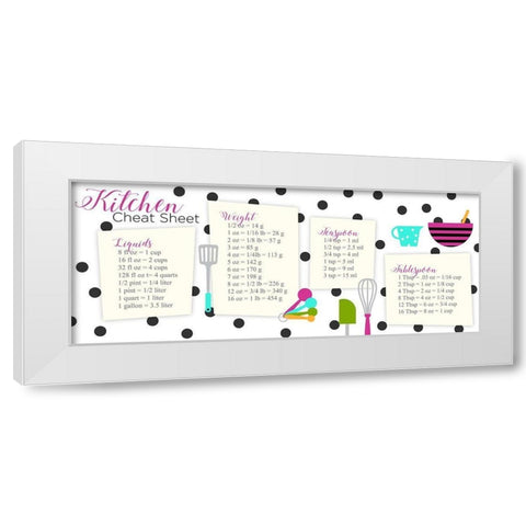 Kitchen Cheat Sheet White Modern Wood Framed Art Print by Quach, Anna