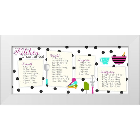 Kitchen Cheat Sheet White Modern Wood Framed Art Print by Quach, Anna