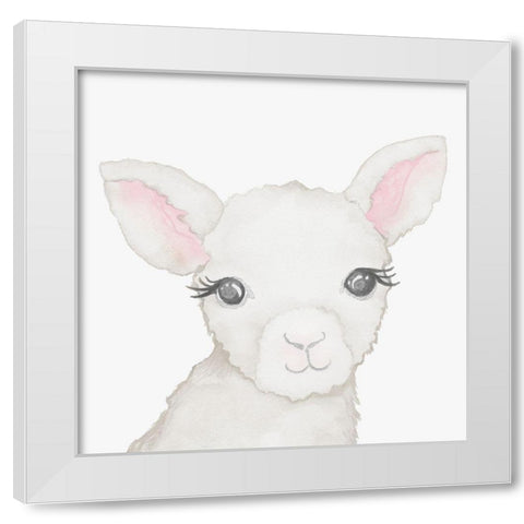 Baby Lamb White Modern Wood Framed Art Print by Medley, Elizabeth