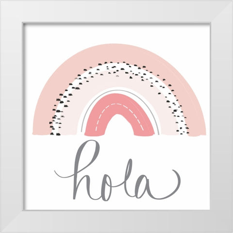 Hola Rainbow White Modern Wood Framed Art Print by Navas, Emily