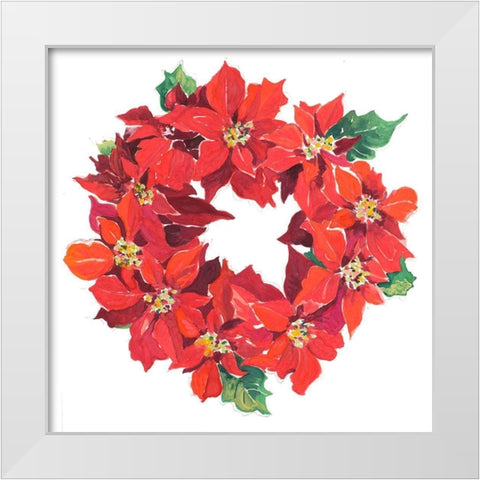 Poinsettia Wreath White Modern Wood Framed Art Print by Pinto, Patricia