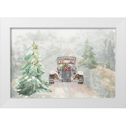 Old Time Road at Christmas White Modern Wood Framed Art Print by Pinto, Patricia