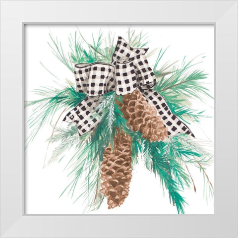 Christmas Pine Cones White Modern Wood Framed Art Print by Pinto, Patricia