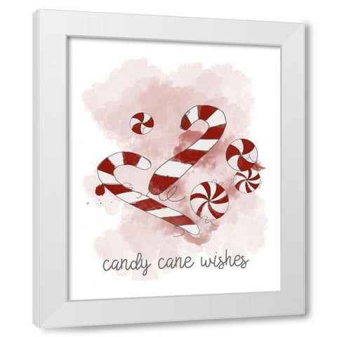 Candy Cane Wishes White Modern Wood Framed Art Print by Quach, Anna