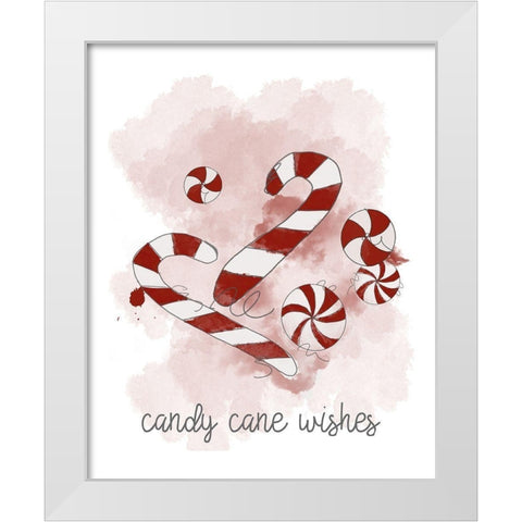 Candy Cane Wishes White Modern Wood Framed Art Print by Quach, Anna