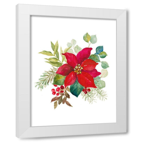 Blooming Poinsettia I White Modern Wood Framed Art Print by Loreth, Lanie