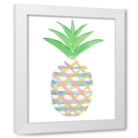 Punched Up Pineapple I White Modern Wood Framed Art Print by DeRice, Julie