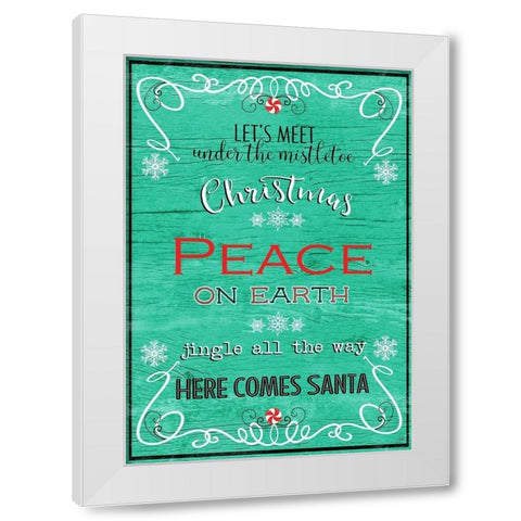 Christmas Peace On Earth White Modern Wood Framed Art Print by Metz, andi