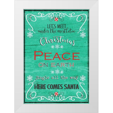 Christmas Peace On Earth White Modern Wood Framed Art Print by Metz, andi