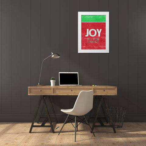 Joy To The World Green Red White Modern Wood Framed Art Print by Metz, Andi
