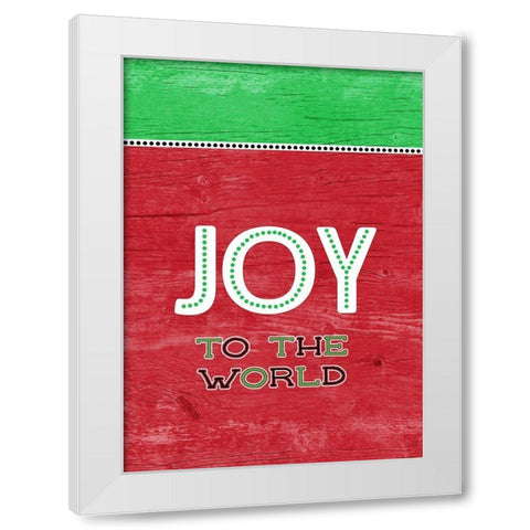 Joy To The World Green Red White Modern Wood Framed Art Print by Metz, Andi