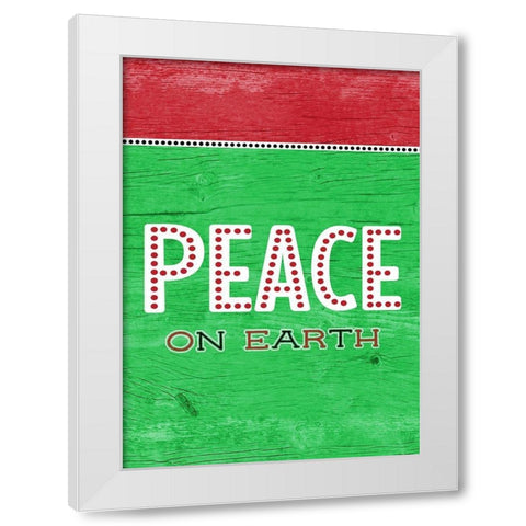 Peace On Earth Green Red White Modern Wood Framed Art Print by Metz, Andi