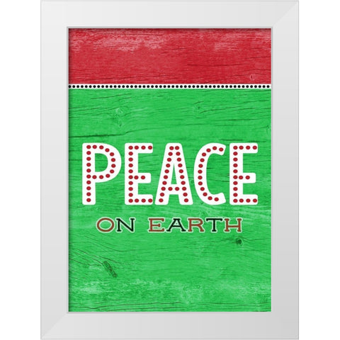 Peace On Earth Green Red White Modern Wood Framed Art Print by Metz, Andi