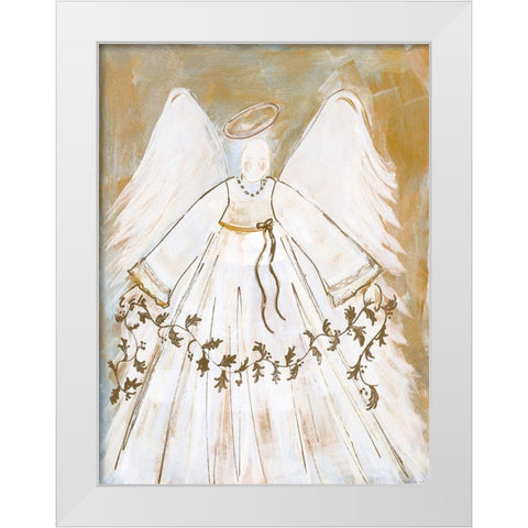 Guiding Angel White Modern Wood Framed Art Print by Maria, Robin