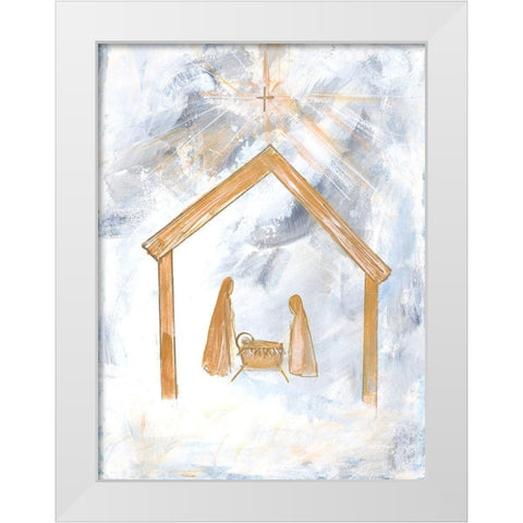 Nativity Silver and Gold White Modern Wood Framed Art Print by Maria, Robin