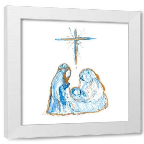 Blue and Gold Nativity I White Modern Wood Framed Art Print by Maria, Robin