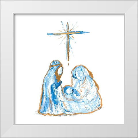 Blue and Gold Nativity I White Modern Wood Framed Art Print by Maria, Robin