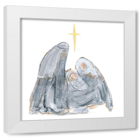 Gray and Gold Nativity with Star White Modern Wood Framed Art Print by Maria, Robin