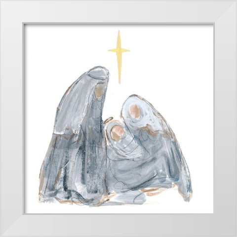 Gray and Gold Nativity with Star White Modern Wood Framed Art Print by Maria, Robin
