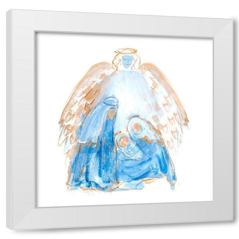 Blue and Gold Nativity II White Modern Wood Framed Art Print by Maria, Robin