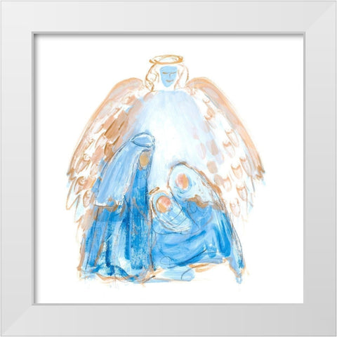 Blue and Gold Nativity II White Modern Wood Framed Art Print by Maria, Robin