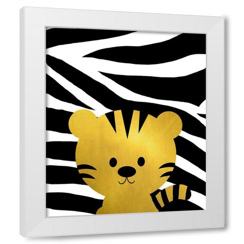 Gold Baby Tiger White Modern Wood Framed Art Print by Quach, Anna