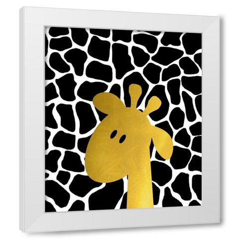 Gold Baby Giraffe White Modern Wood Framed Art Print by Quach, Anna