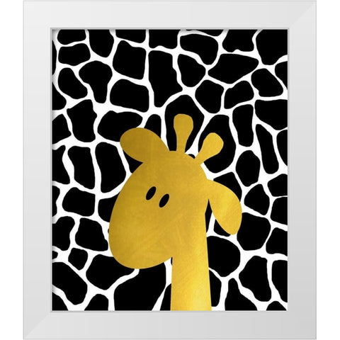 Gold Baby Giraffe White Modern Wood Framed Art Print by Quach, Anna